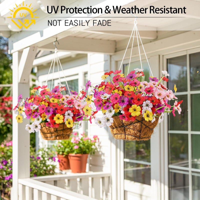 MACTING Artificial Spring Flowers for Outdoors 6 Bundles Fake Flowers UV Resistant Faux Plastic Plants No Fade for Planters Window Box Patio Porch Garden Yard Indoor Outside Decorations(Mix Color-1) - Image 2
