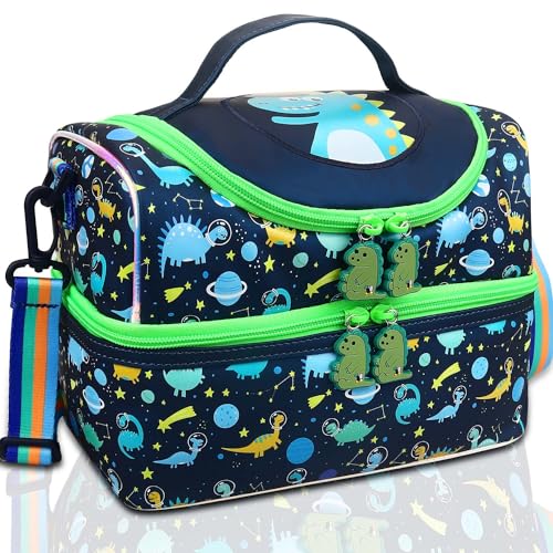RHCPFOVR Kids Lunch Bag - Double - Decker Cooler Insulated Lunch Box for Boys Girls,Washable Lunch Bag with Strap and Reusable Toddler Lunchbox for School and Daycare - Image 1