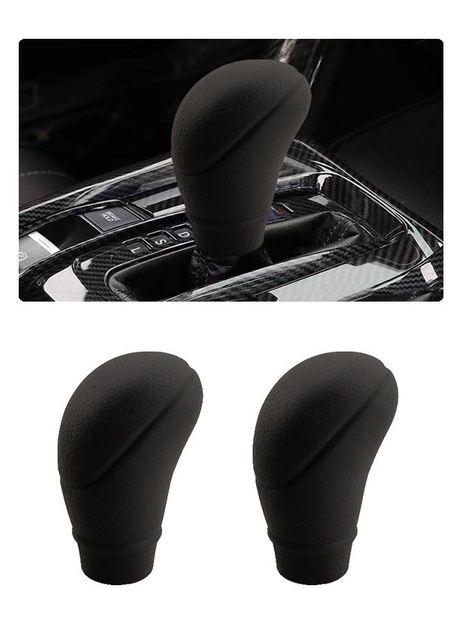 Generic 2 Pcs Car Gear Shift Knob Cover, Anti-Slip Auto Knob Gear Stick Protector, Comfortable Leather Oval Silicone Gear Shift Sleeve  For Men Women, Universal Vehicle Interior Accessories（Black）  - Image 1