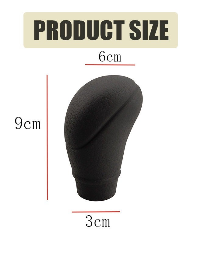 Generic 2 Pcs Car Gear Shift Knob Cover, Anti-Slip Auto Knob Gear Stick Protector, Comfortable Leather Oval Silicone Gear Shift Sleeve  For Men Women, Universal Vehicle Interior Accessories（Black）  - Image 5