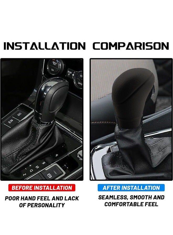 Generic 2 Pcs Car Gear Shift Knob Cover, Anti-Slip Auto Knob Gear Stick Protector, Comfortable Leather Oval Silicone Gear Shift Sleeve  For Men Women, Universal Vehicle Interior Accessories（Black）  - Image 3