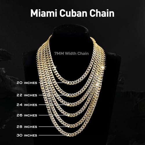waitrose 7mm Gold Chain for Men Miami Cuban Gold Necklace Mens Chain,316L Stainless Steeland 14K Gold Plated Chains for Men Necklace - Image 5