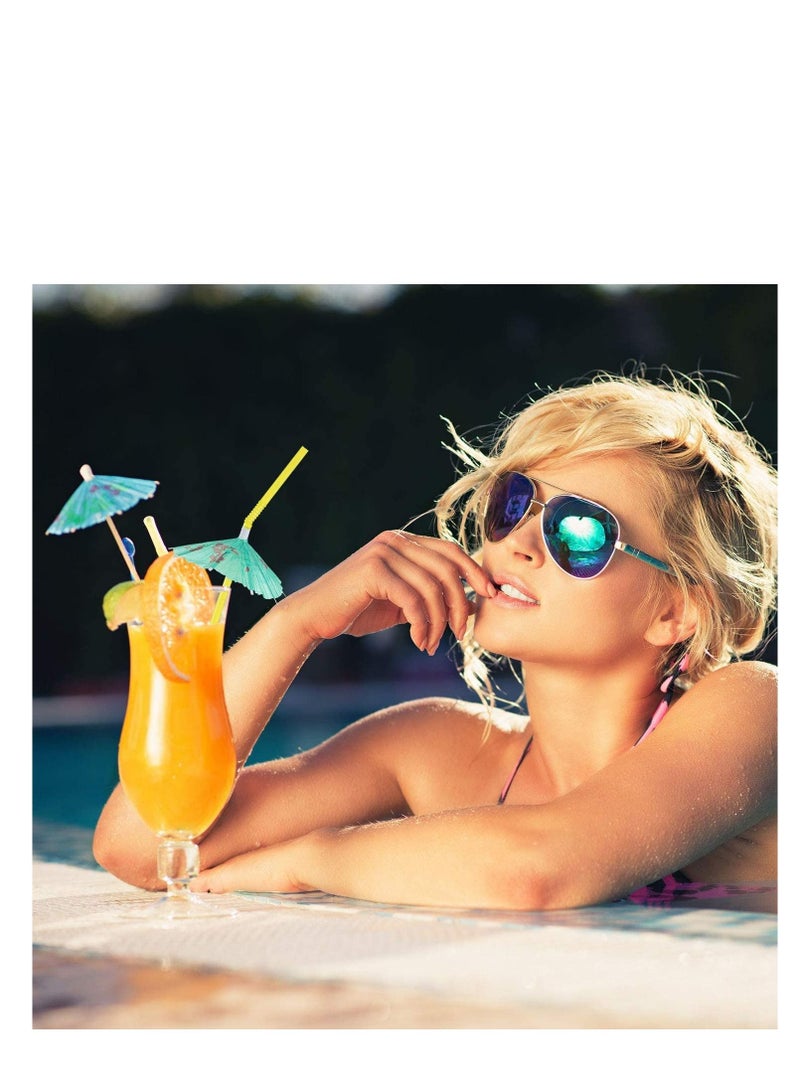 50 Umbrella Parasol Drinking Straws,Disposable Bendable Tropical Drinking Straws,Hawaiian Beach beverage juice Party Decorations Supplies - Image 3