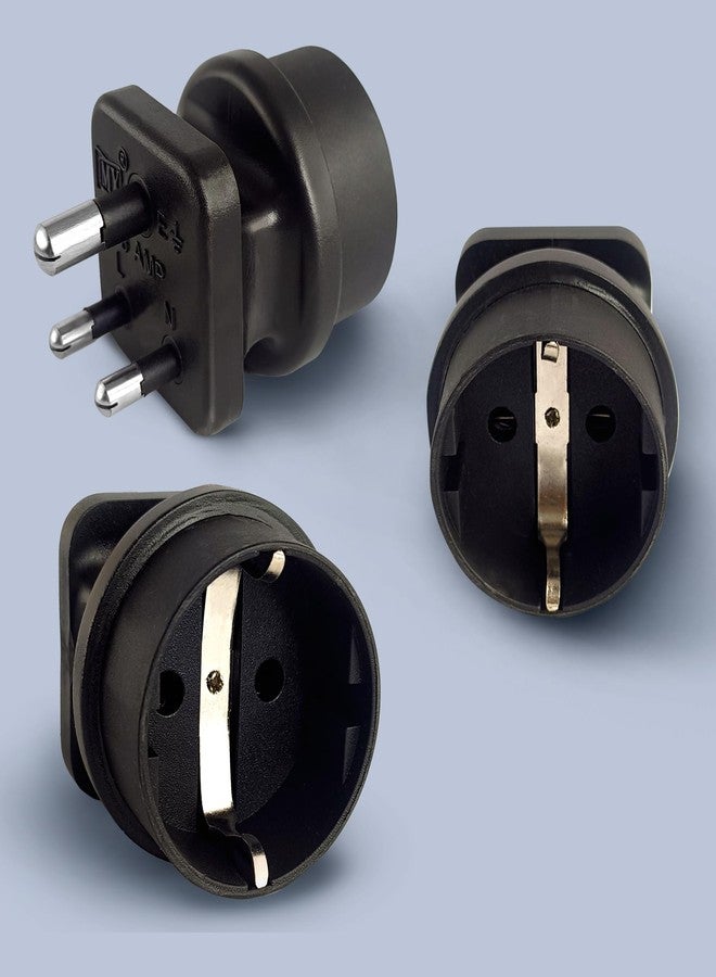 MX Schuko to India Plug Adapter 5 A - Converts European Type E/F Input to India Type D 3-Prong Output, Heavy-Duty 250 V Grounded Travel & Appliance Connector, Black - Image 3