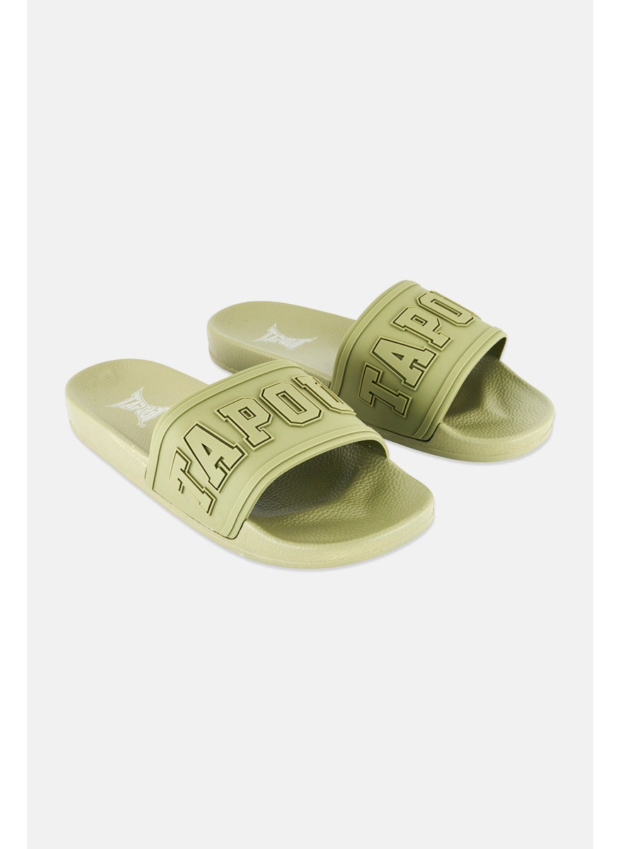 TapouT Men Brand Logo Slip On Slides, Olive  - Image 1