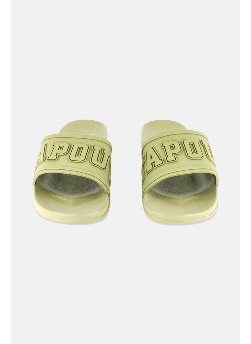 TapouT Men Brand Logo Slip On Slides, Olive  - Image 4