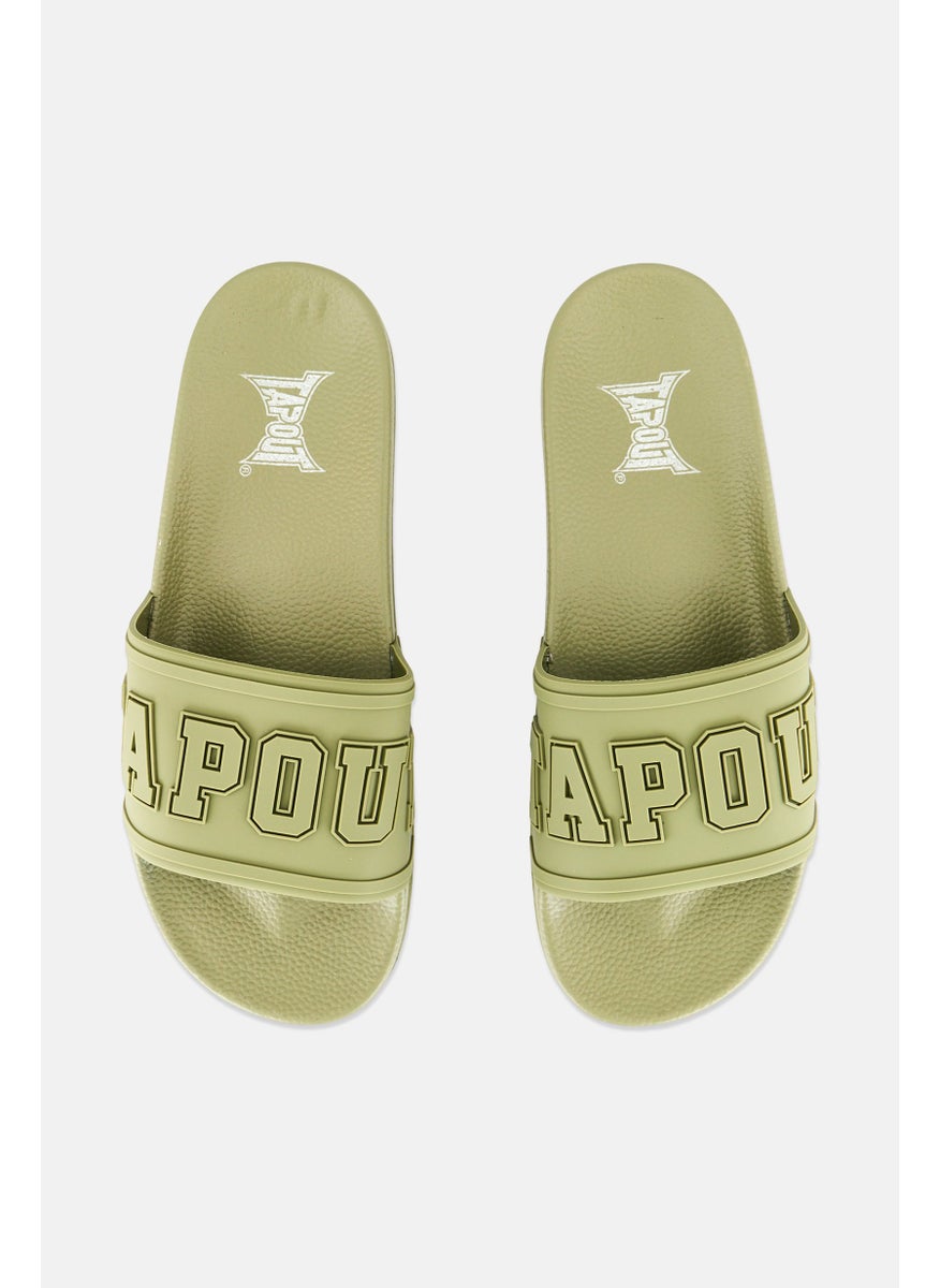 TapouT Men Brand Logo Slip On Slides, Olive  - Image 3