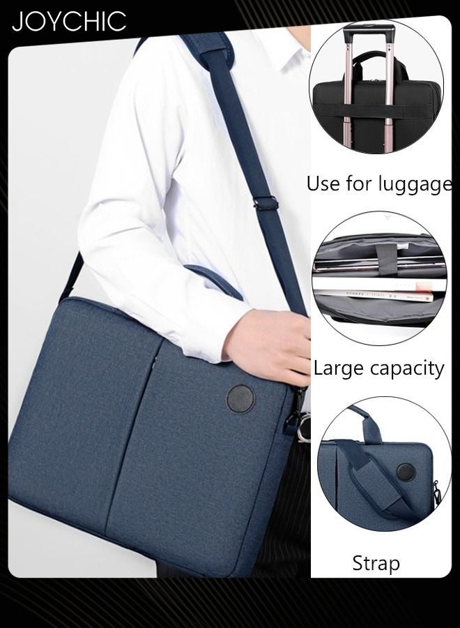 Joychic 360° Protective Laptop Bag Netbook Messenger Shoulder Bag with Adjustable Shoulder Straps Durable Wear-resistant Briefcase for Men Women School Work Travel Navy - Image 1