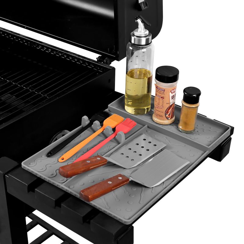 Griddle Mat 16x11.5" Grey Food-Grade Silicone - Heat-Resistant Non-Slip Design Grill Accessories for Outdoor BBQ Enthusiasts, Kitchen Countertops and Grill Side Shelves - Image 1