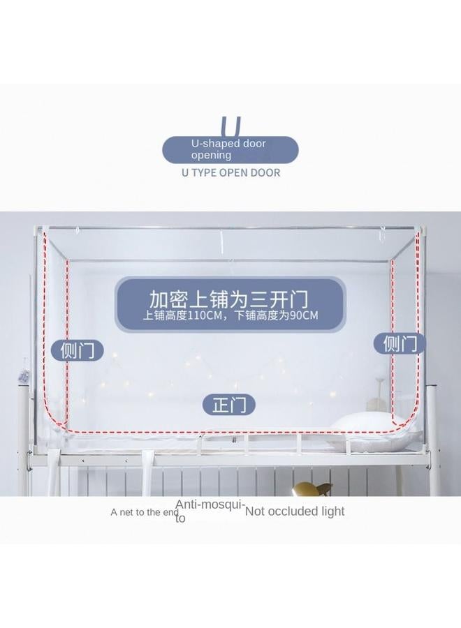 Bluejw Mosquito Net Zipper Three-door Student Upper And Lower Bunk General Dormitory Dormitory 0.9 Meters Pure White Bracket School - Image 1