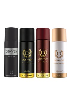 DENVER Black Code Nano,Caliber Nano, Honour Nano & Imperial Nano Deo - 50ML Each (Combo Pack of 4) | Long Lasting Deodorant Body Spray for Men