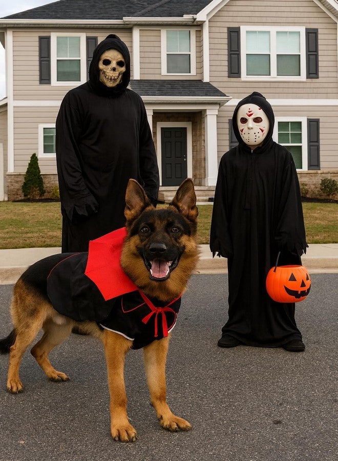 Pextian Dog Vampire Costume, Dog Halloween Costume with Stand-Up Collar, Halloween Costumes for Dogs Small Medium Cat Pet Puppy Cloak Cape Cosplay Party, Black and Red - Image 5