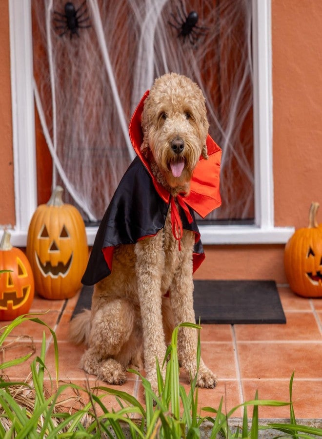 Pextian Dog Vampire Costume, Dog Halloween Costume with Stand-Up Collar, Halloween Costumes for Dogs Small Medium Cat Pet Puppy Cloak Cape Cosplay Party, Black and Red - Image 3