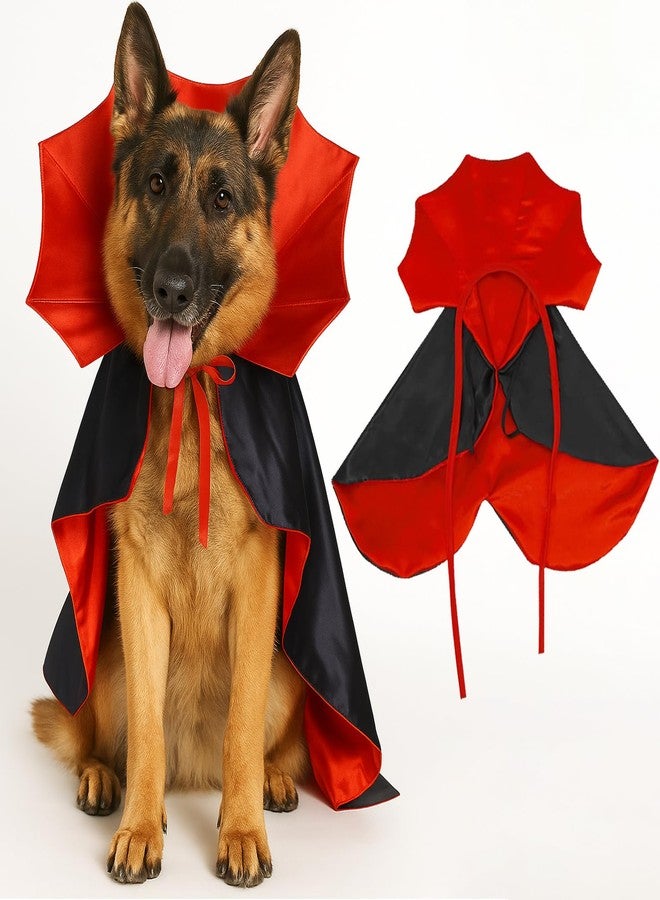 Pextian Dog Vampire Costume, Dog Halloween Costume with Stand-Up Collar, Halloween Costumes for Dogs Small Medium Cat Pet Puppy Cloak Cape Cosplay Party, Black and Red - Image 1