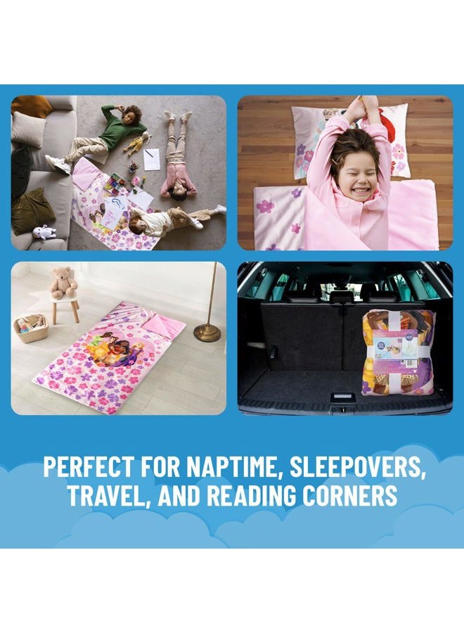 Jay Franco Kids Slumber Bag and Pillow - 54 x 27 Inch Comfy Indoor Sleeping Bag for School and Sleepovers, 2 Piece Set, Pink - Princess - Image 5