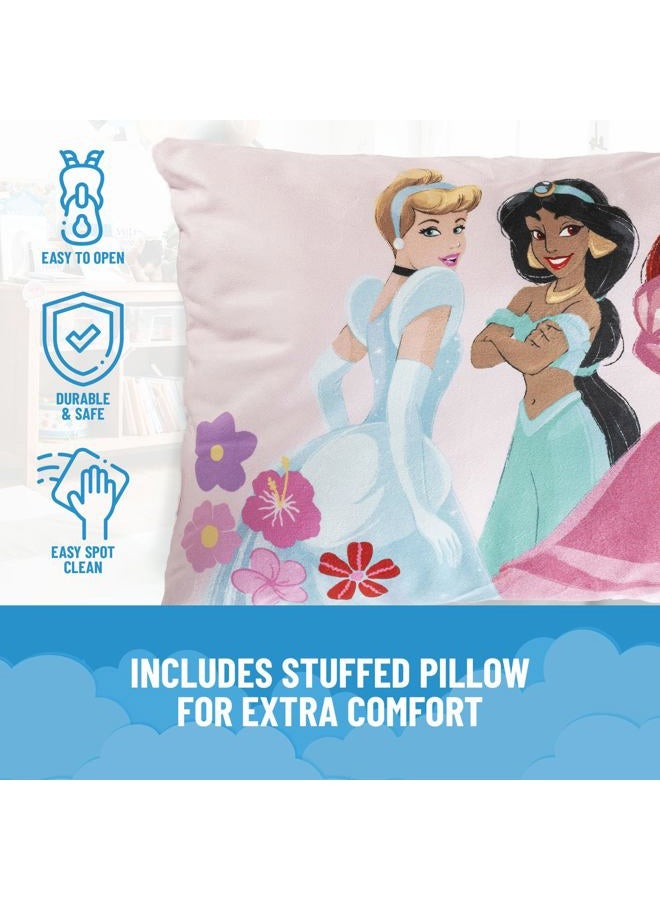 Jay Franco Kids Slumber Bag and Pillow - 54 x 27 Inch Comfy Indoor Sleeping Bag for School and Sleepovers, 2 Piece Set, Pink - Princess - Image 3