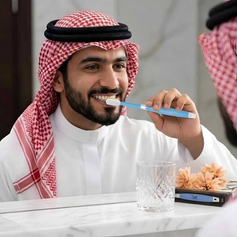 Smart Miswak Premium Edition for Teeth and Gum Care, Does Not Require Toothpaste, Toothbrush with Soft and Dense Silica Bristles and Miswak Extract Odorless, blue - Image 4