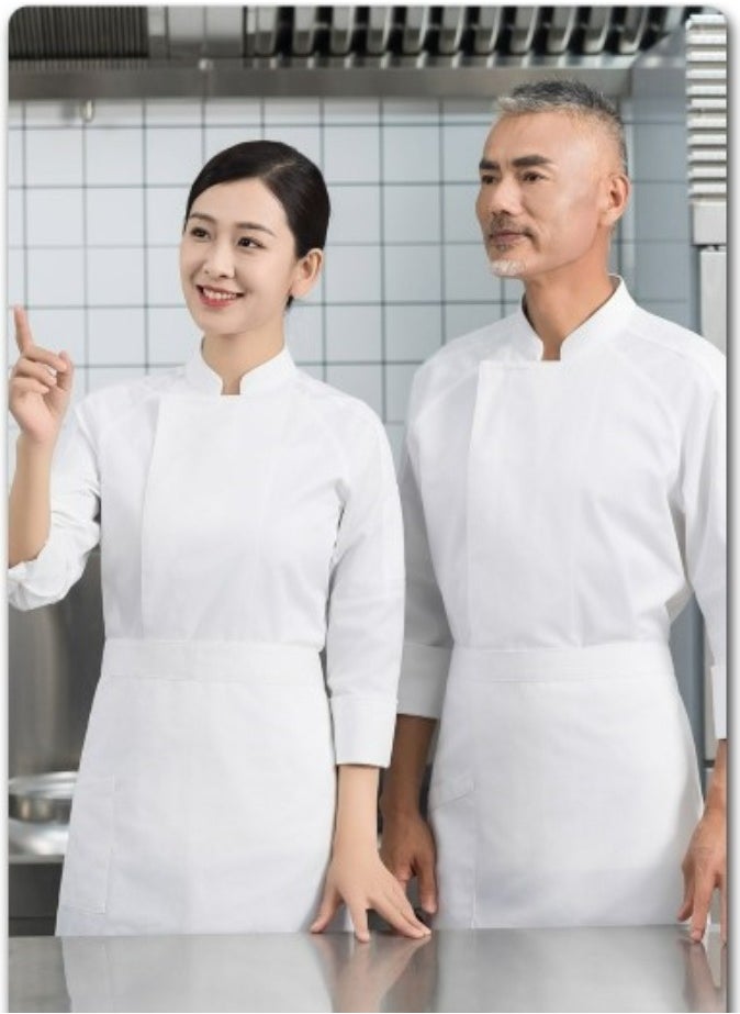 Gasin - Restaurant chef uniform kitchen overalls 7-point sleeve suit - Image 1