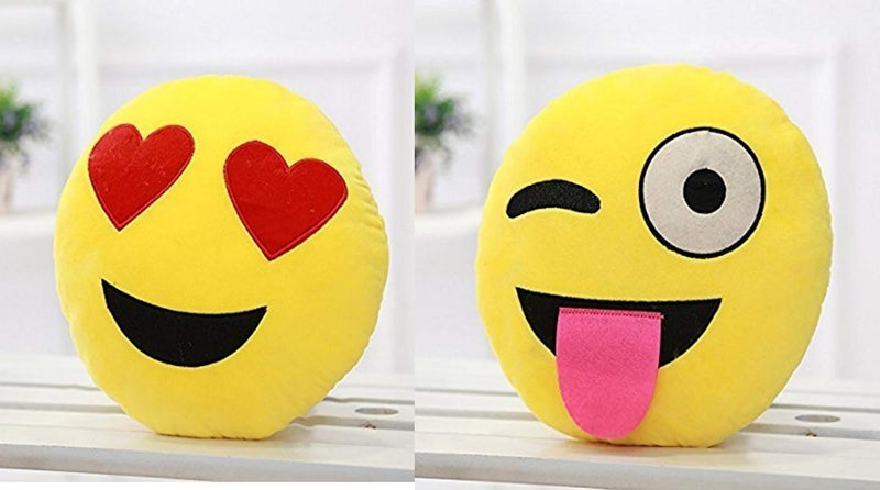 blue tree Emoji Pillow Cushion in Yellow Colour Multi Faces Best Gift for Kids, Boyfriend, girlfriend, Friends Pack of 2 - Image 4