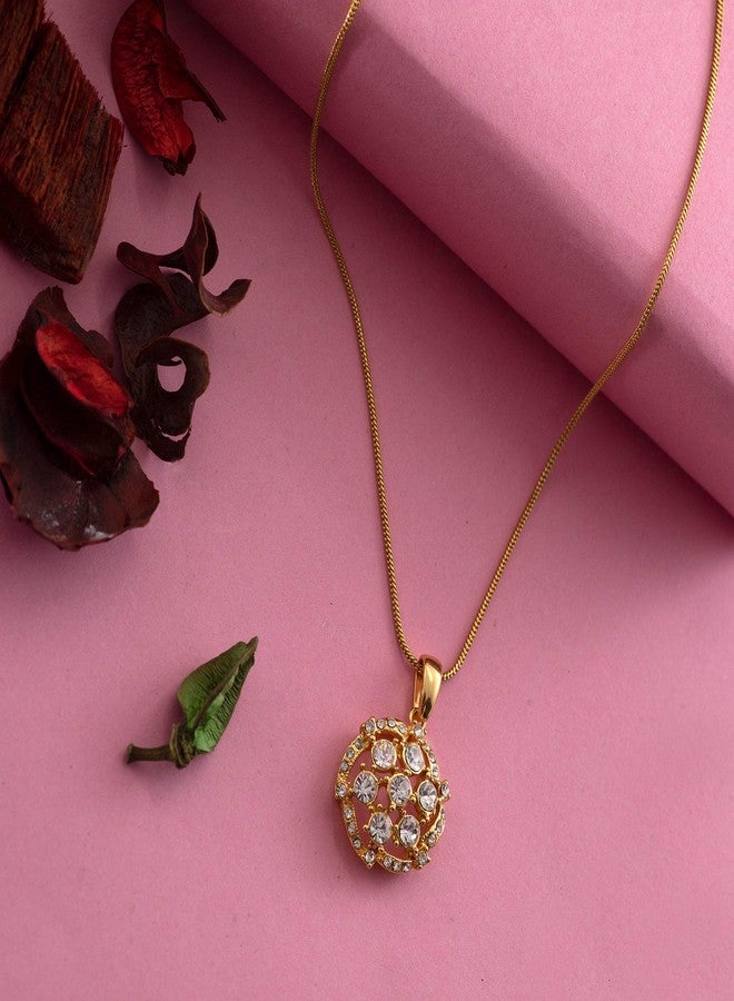Estele 24 Kt gold plated pendant with fancy Austrian crystals for Women - Image 2