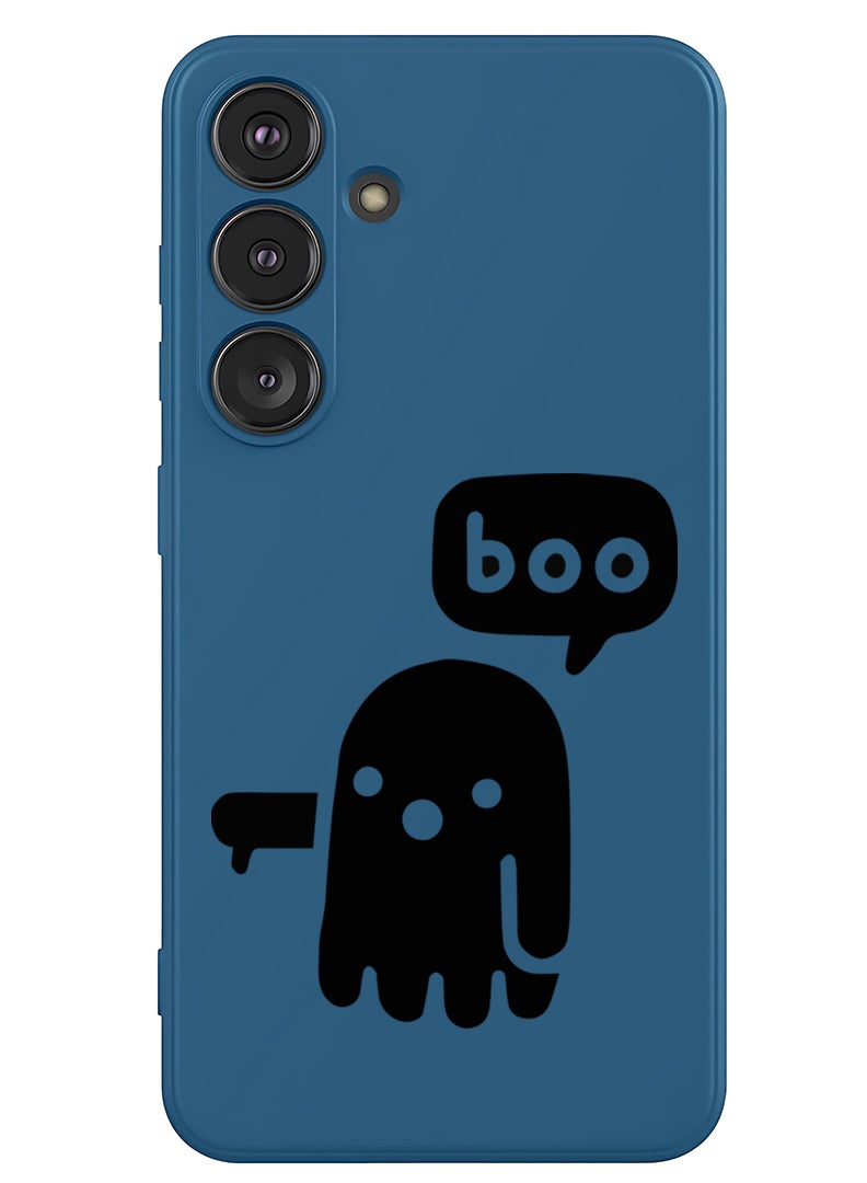 Theodor Protective Slim Fit Case Liquid Silicone Cover with Full Body Protection Anti-Scratch Shockproof Case For Samsung Galaxy S25 (Blue) - Boo - Black - Image 1