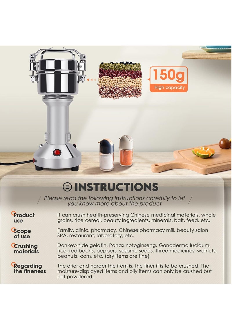 REFURA مطحنة حبوب كهربائية 150 جرام، مطحنة توابل وأعشاب عالية السرعة مع 3 شفرات من الفولاذ المقاوم للصدأ آلة مسحوق للتوابل الجافة والأعشاب وحبوب القهوة وبذور الأرز والذرة والفلفل 950 وات RE-5416 - Image 5