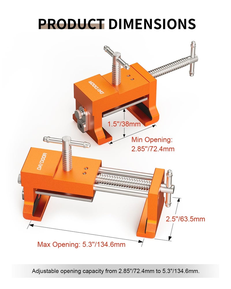 DAYDOOR Professional Cabinet Clamps 4 Pack, Heavy-Duty Cast Steel, Integrated Drill Guide & EVA Protection, Face Frame Alignment Tool for Cabinet Installation & Woodworking, Orange - Image 4