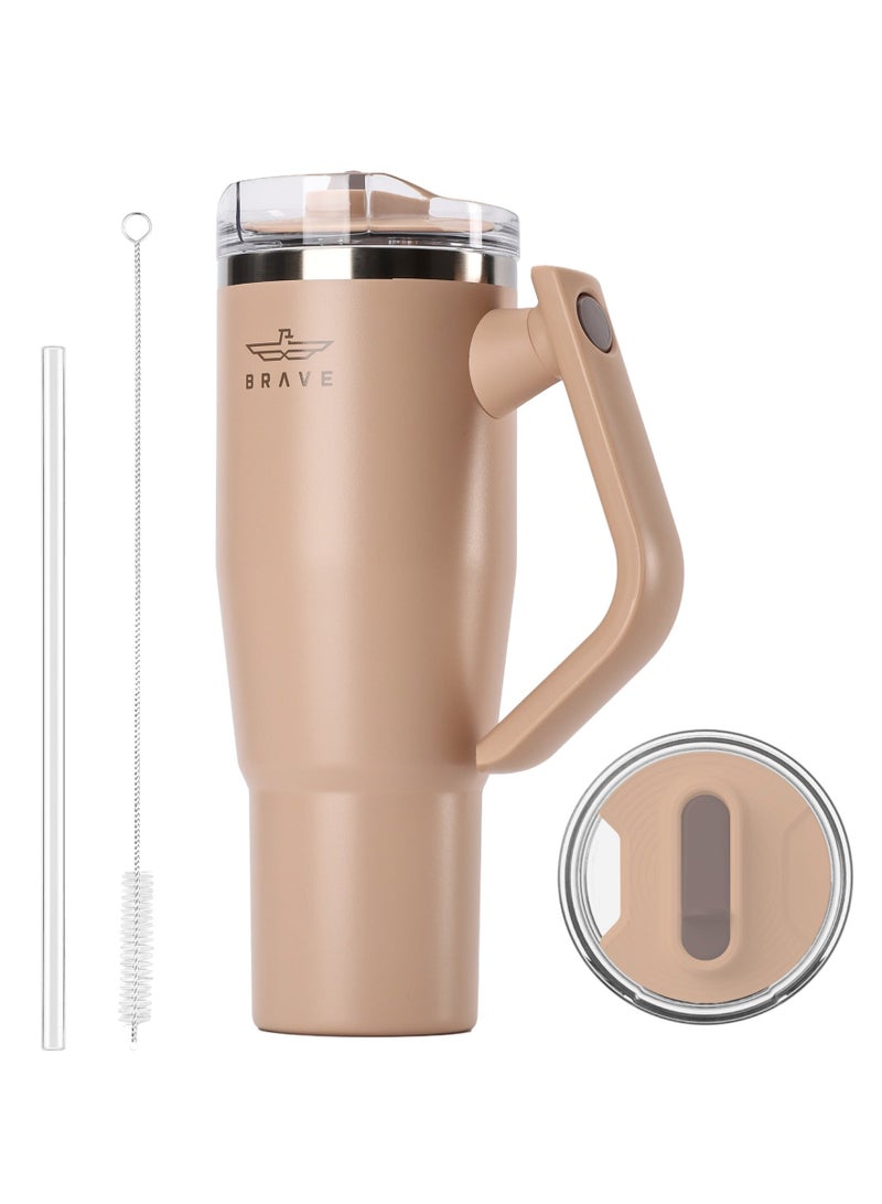 Brave 950ml Insulated Stainless Steel Travel Mug 180° Rotating Handle – Hot or Cold Drinks - Image 1