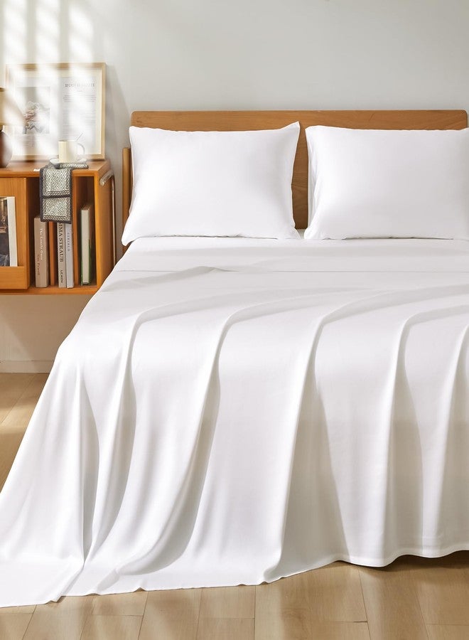 Homiest King Sheet Set 4pcs, 100% Rayon Derived from Bamboo Sheets, Cooling & Breathable Bedding for Hot Sleepers, Soft Luxury Sheets with 16" Deep Pocket, Hotel-Grade Silky Comfort (White) - Image 1
