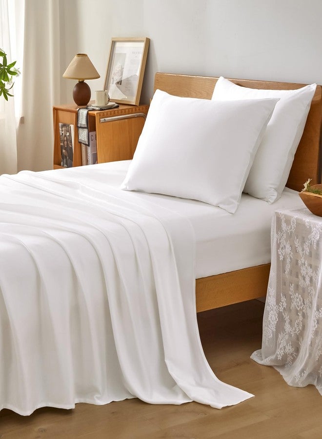 Homiest King Sheet Set 4pcs, 100% Rayon Derived from Bamboo Sheets, Cooling & Breathable Bedding for Hot Sleepers, Soft Luxury Sheets with 16" Deep Pocket, Hotel-Grade Silky Comfort (White) - Image 5