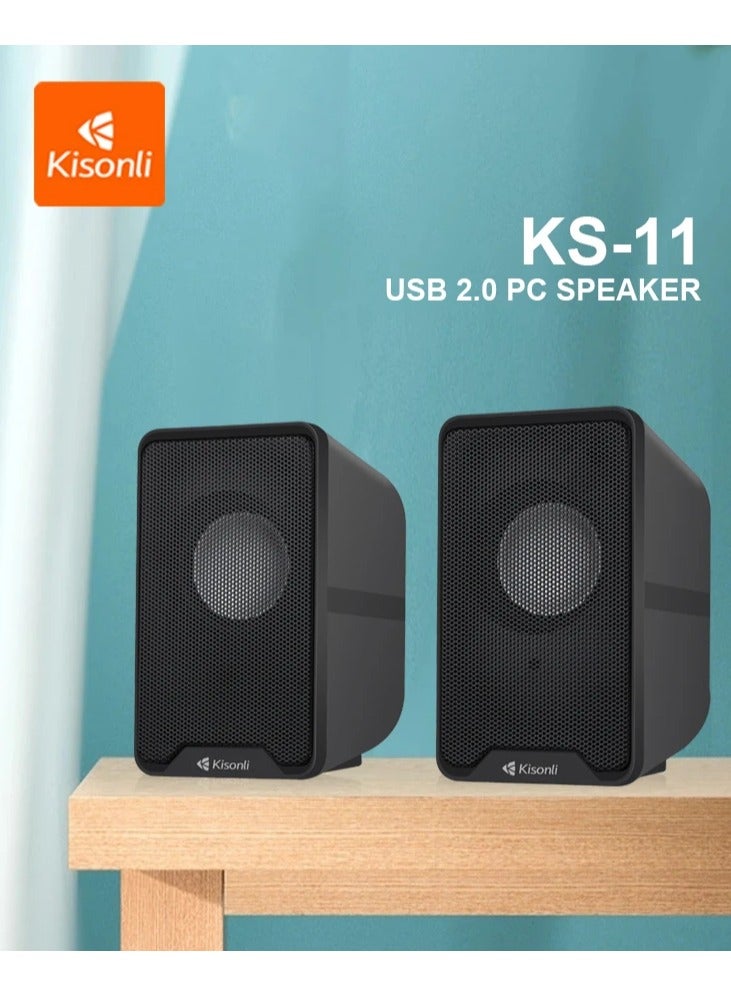 كيسونلي مكبر صوت Kisonli KS-11 سلكي بمنفذ USB – صوت قوي واستيريو نقي بتصميم أنيق ومحمول - Image 1