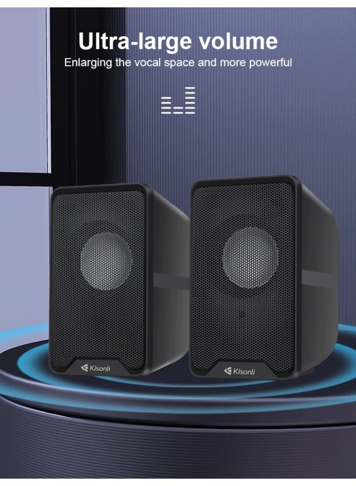 كيسونلي مكبر صوت Kisonli KS-11 سلكي بمنفذ USB – صوت قوي واستيريو نقي بتصميم أنيق ومحمول - Image 4