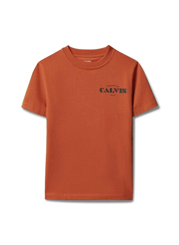 Calvin Klein Jeans Orange Balloon Logo Graphic Crew Neck T-Shirt for Men | Best Price UAE