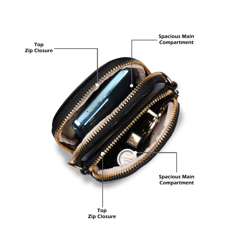 لافي لوكس حقيبة نسائية عمودية للهاتف أسود - Image 3