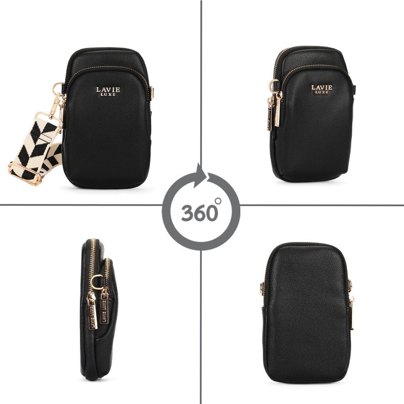 لافي لوكس حقيبة نسائية عمودية للهاتف أسود - Image 5