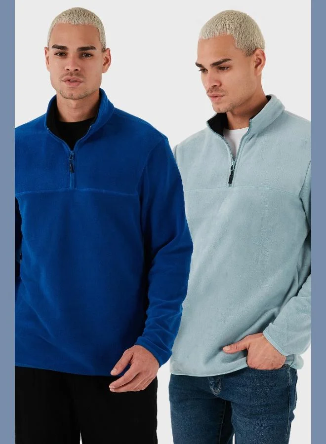 Buratti  Buratti Regular Fit Anti-Pilling Non-Pilling Standing Collar Raised 2-Pack Polar Men's POLAR 5896700S2 for Men | Best Price UAE