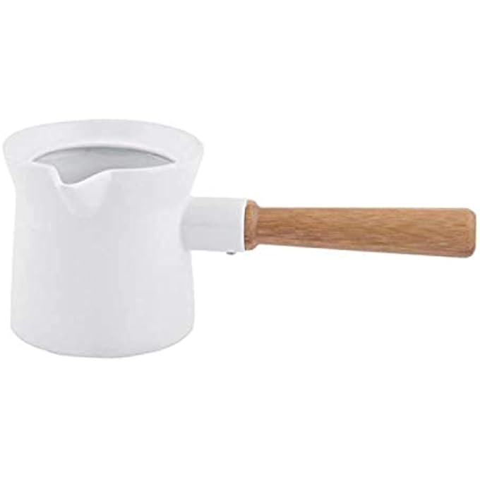 Shallow Ceramic White Coffee Warmer With Bamboo Handle Sc11Cw - Image 1