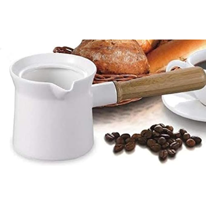 Shallow Ceramic White Coffee Warmer With Bamboo Handle Sc11Cw - Image 2
