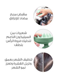 ميلا فرشاة الشامبو لفروة الرأس, فرشاة تدليك يدوية لفروة الراس مبللة وجافة، شعيرات ناعمة للعناية بفروة الراس، تقشر وتزيل القشرة، تعزز نمو الشعر- اخضر  - Image 3