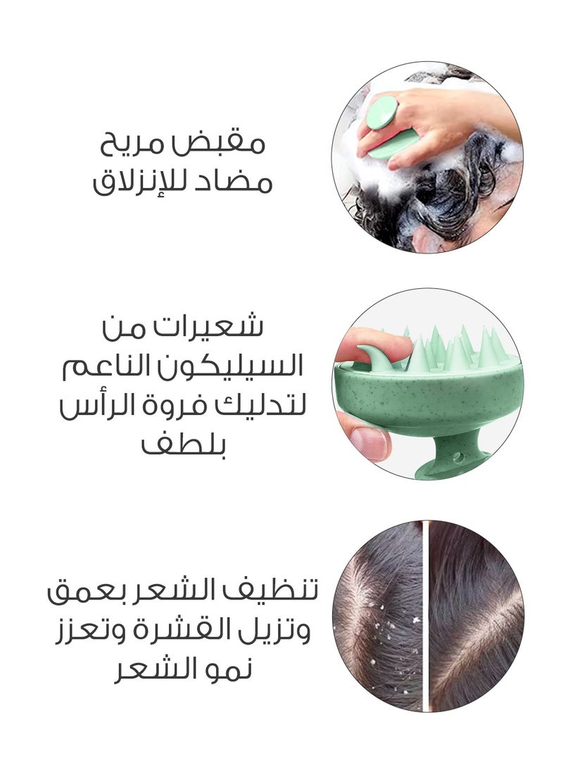 ميلا فرشاة الشامبو لفروة الرأس, فرشاة تدليك يدوية لفروة الراس مبللة وجافة، شعيرات ناعمة للعناية بفروة الراس، تقشر وتزيل القشرة، تعزز نمو الشعر- اخضر  - Image 3