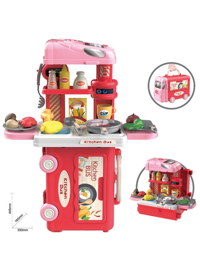Cross Border Kids Kitchen Tableware Set Tools Screw Dentist Pet 3 In 1 Bus Play Home Suitcase Toy-Specifications:8070 Pet Bus - Image 5