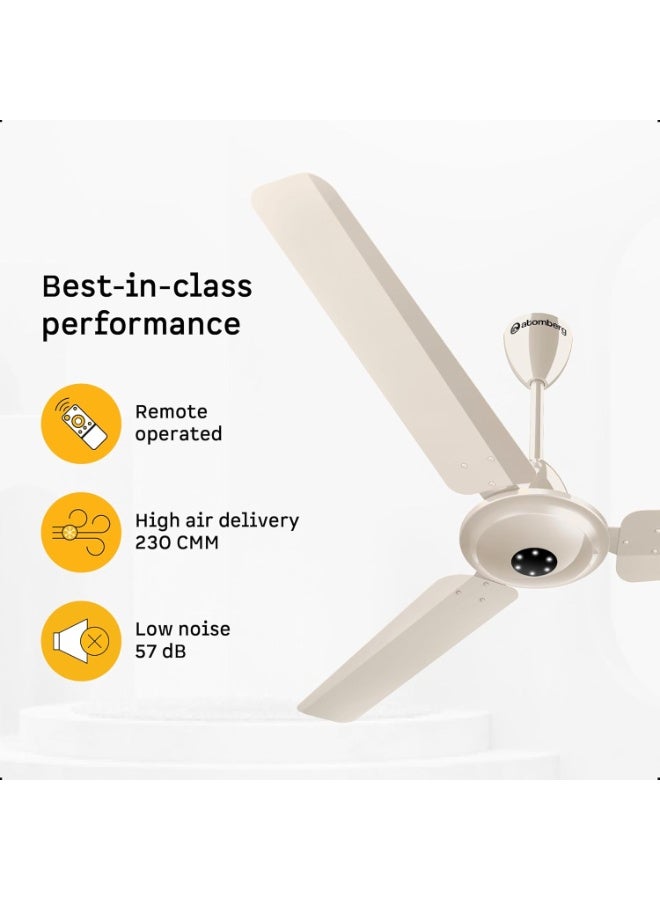 atomberg Efficio Alpha 1200mm India's No.1 BLDC Ceiling Fan with Remote Control | BEE 5 star Rated Energy Efficient Ceiling Fan | High Air Delivery with LED Indicators | 2 Year Warranty| Seasand Ivory - Image 4