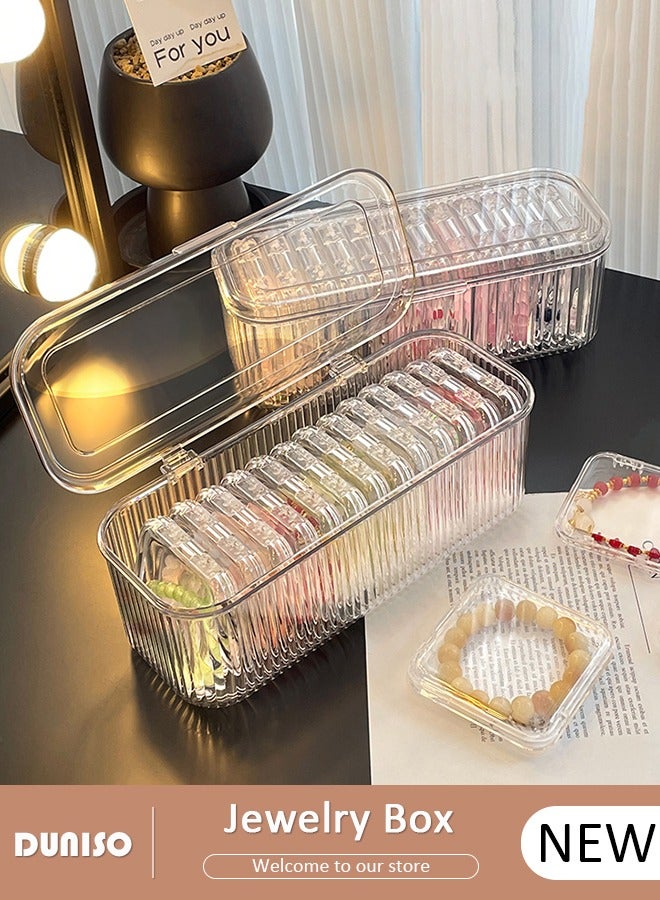 DUNISO Acrylic Jewelry Box, Clear Bracelet Storage Box with 10 Portable Packaging Boxes, Travel Jewelry Case Display for Women Girls, Bangle Container for Earrings/ Rings/ Necklaces/ Bracelets - Image 1