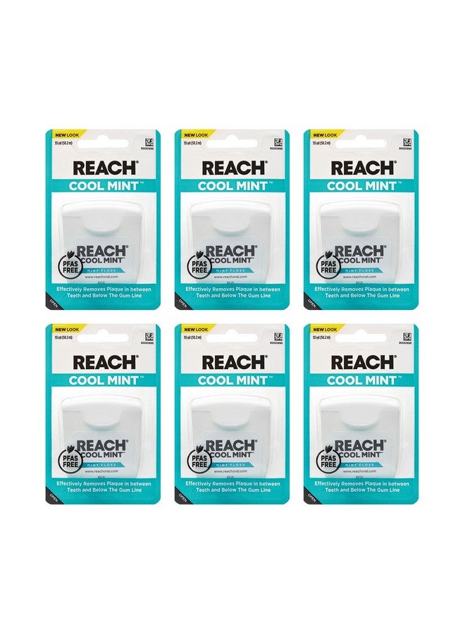 REACH Listerine Cool Mint Interdental Floss Bundle Effective Plaque Removal Teeth & Gum Protection Shredresistant Freshbreath Feeling Pfas Free 55 Yards 6 Pack - Image 1
