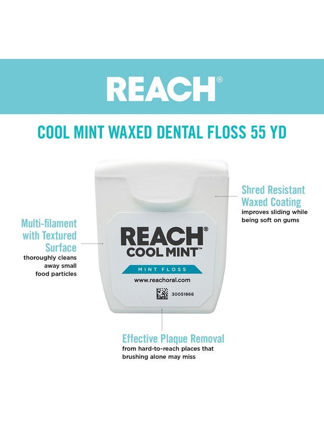 REACH Listerine Cool Mint Interdental Floss Bundle Effective Plaque Removal Teeth & Gum Protection Shredresistant Freshbreath Feeling Pfas Free 55 Yards 6 Pack - Image 3