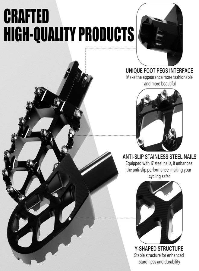 JXPANG Dirt Bike Foot Pegs, CNC Anti-Slip Foot Pedals For 50cc 70cc 80cc 90cc-125cc XR50 XR70 XR110 CRF50 CRF70 CRF110 SSR CT200U KAYO SDG Apollo RFZ Pit Bike Mini Bike Foot Pegs Footrest (Black) - Image 3