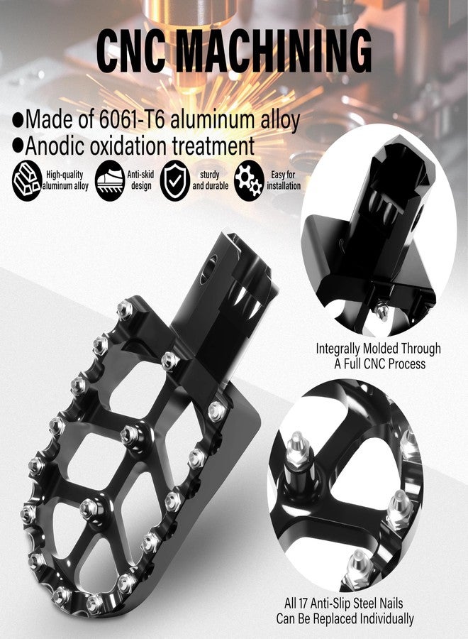 JXPANG Dirt Bike Foot Pegs, CNC Anti-Slip Foot Pedals For 50cc 70cc 80cc 90cc-125cc XR50 XR70 XR110 CRF50 CRF70 CRF110 SSR CT200U KAYO SDG Apollo RFZ Pit Bike Mini Bike Foot Pegs Footrest (Black) - Image 2