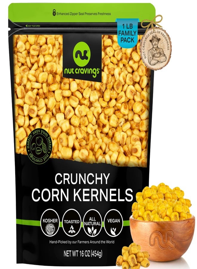 NUT CRAVINGS - Toasted Crunchy Corn Kernels - Original Flavor Roasted & Salted (16oz - 1 LB) Packed Fresh in Resealable Bag - Healthy Snack, Food Assortments - Image 1