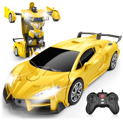 Qumcou Transform Remote Control Car RC Cars for Boys Age 35 68 OneButton Transform Toy Cars 24GHz 360 Spin 116 Scale Flashing Headlight38 Year Old Grandkids Christmas Birthday Gifts - Image 1