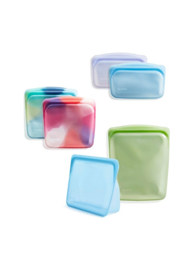 Stasher Premium Silicone Reusable Food Storage Bags, 6-Pack, Tie Dye Multi | Multi-Use Food Storage Bags, Lunch Bag, Travel Containers | BPA Free, Leak-free, Dishwasher-Safe, Eco-friendly - Image 1